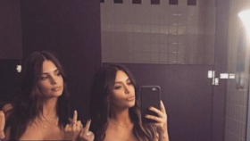 Kim Kardashian and Emily Ratajkowski Post Topless Selfie Together