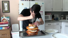 Mat Stonie Eats 7,350 Calories Worth Of Grilled Cheese